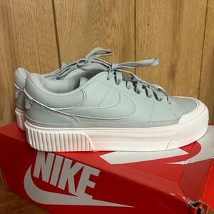 Nike Women’s Court Legacy Lift Trainers Light Silver Sail Picante Red Size 9